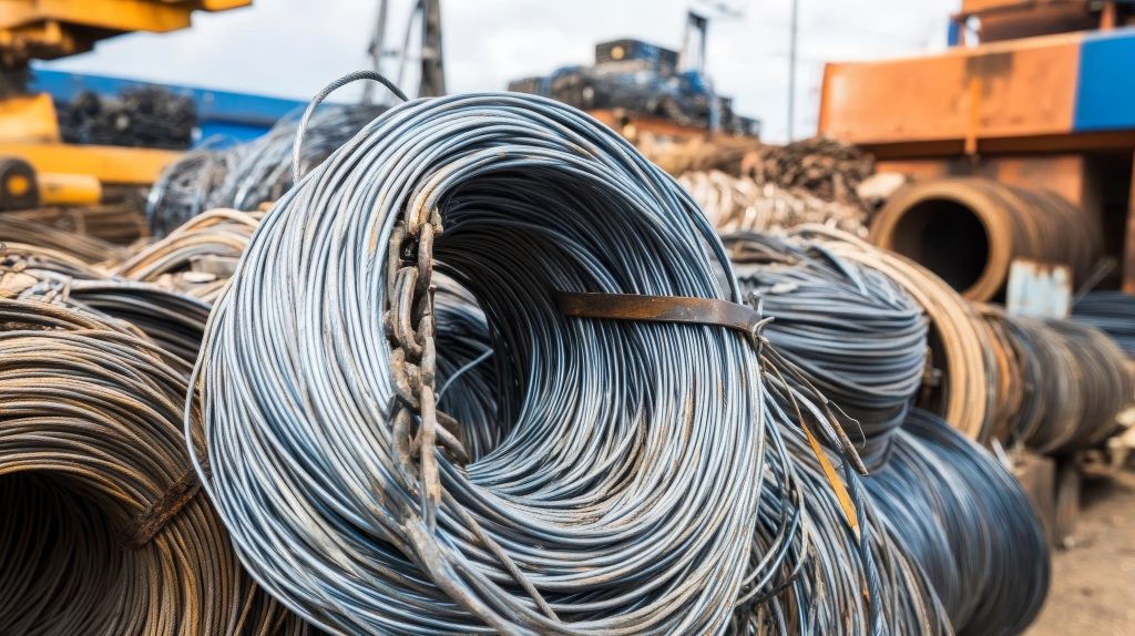 Macro images showcasing the intricate waste of iron and other metals highlighting the textures and details of discarded wire and steel cables revealing their unique patterns and industrial beauty